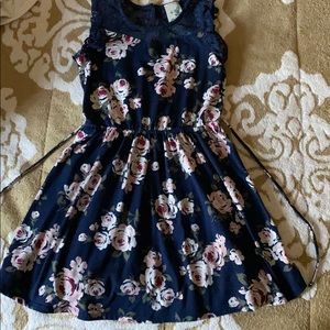 Kids navy blue floral dress